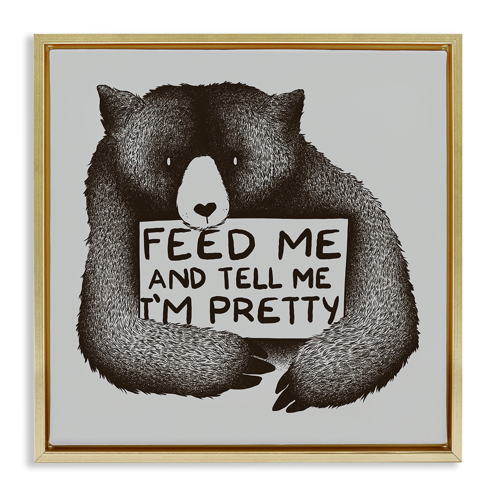 Stupell Industries Feed & Tell Me I'm Pretty Gold Framed Floater Canvas Wall Art, design by Tobe Fonseca