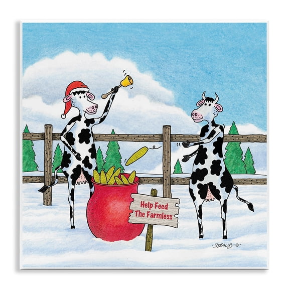 Stupell Industries Feed The Farmless Funny Cows Humor Painting Unframed Art Print Wall Art, 12 x 12