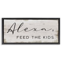 Stupell Industries Feed The Kids Humor Typography Painting Black Floater Framed Canvas Art Print Wall Art, 25 x 11