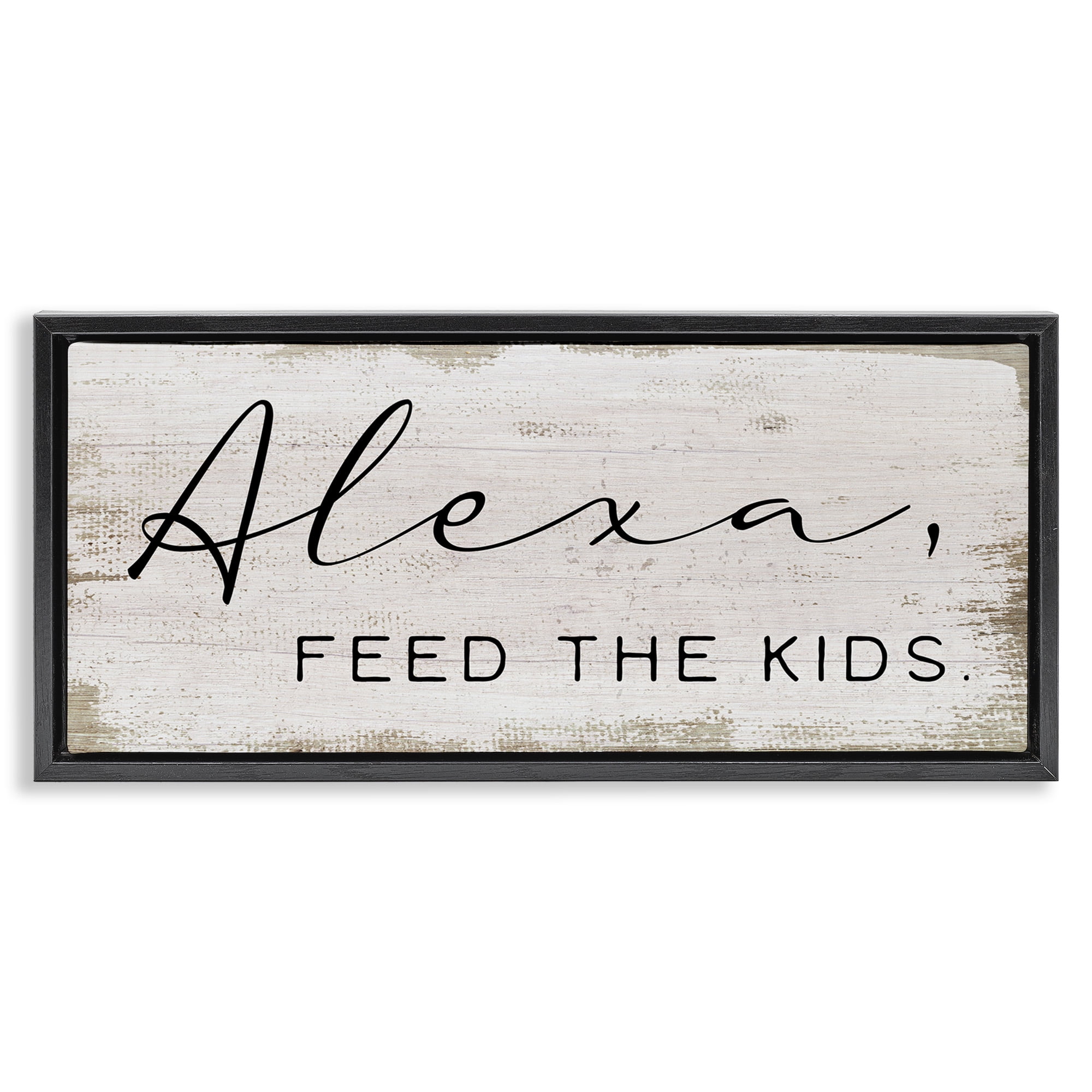Stupell Industries Feed The Kids Humor Typography Painting Black Floater Framed Canvas Art Print Wall Art, 31 x 14
