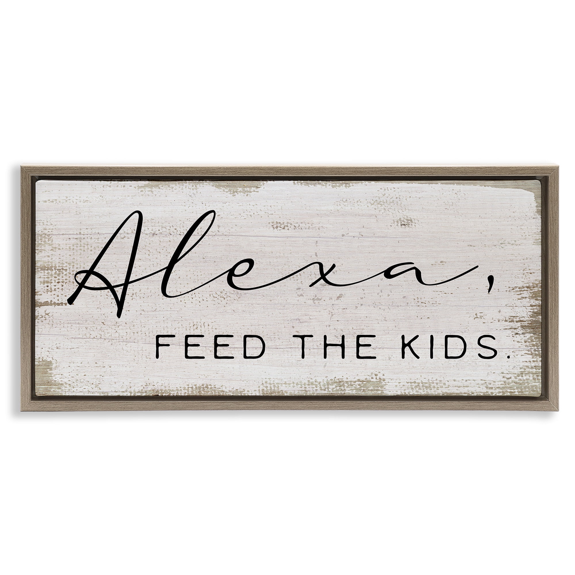 Stupell Industries Feed The Kids Humor Typography Painting Brown Floater Framed Canvas Art Print Wall Art, 31 x 14
