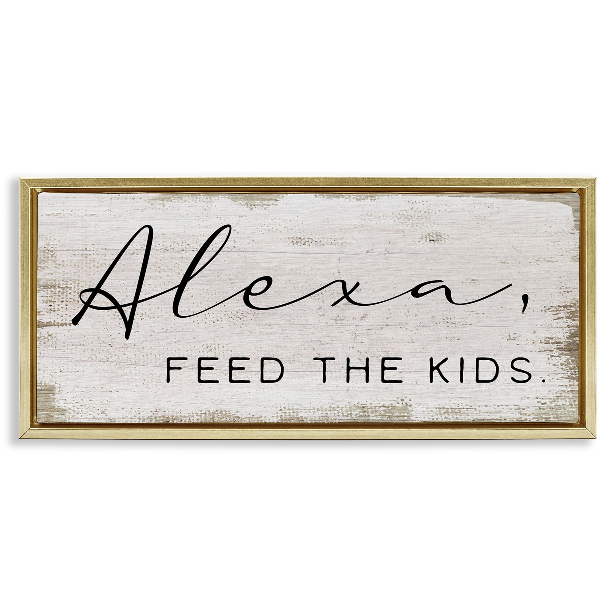 Stupell Industries Feed The Kids Humor Typography Painting Gold Floater Framed Canvas Art Print Wall Art, 25 x 11