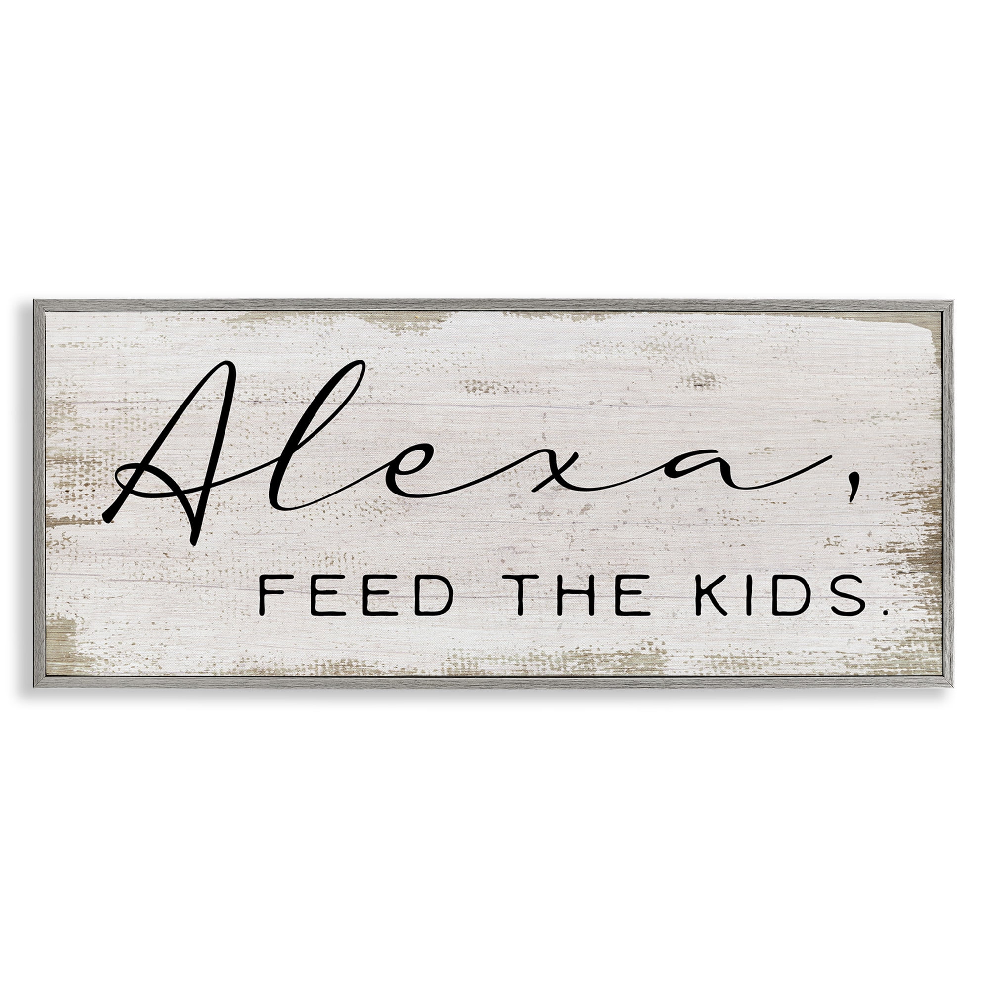 Stupell Industries Feed The Kids Humor Typography Painting Gray Framed Art Print Wall Art, 30 x 13