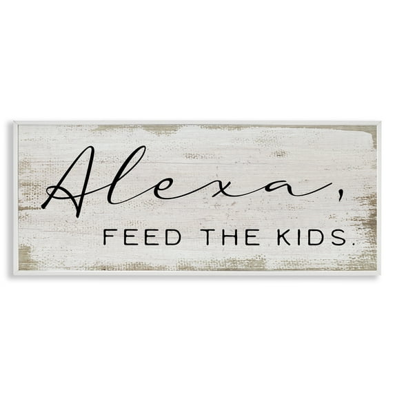 Stupell Industries Feed The Kids Humor Typography Painting White Framed Art Print Wall Art, 24 x 10