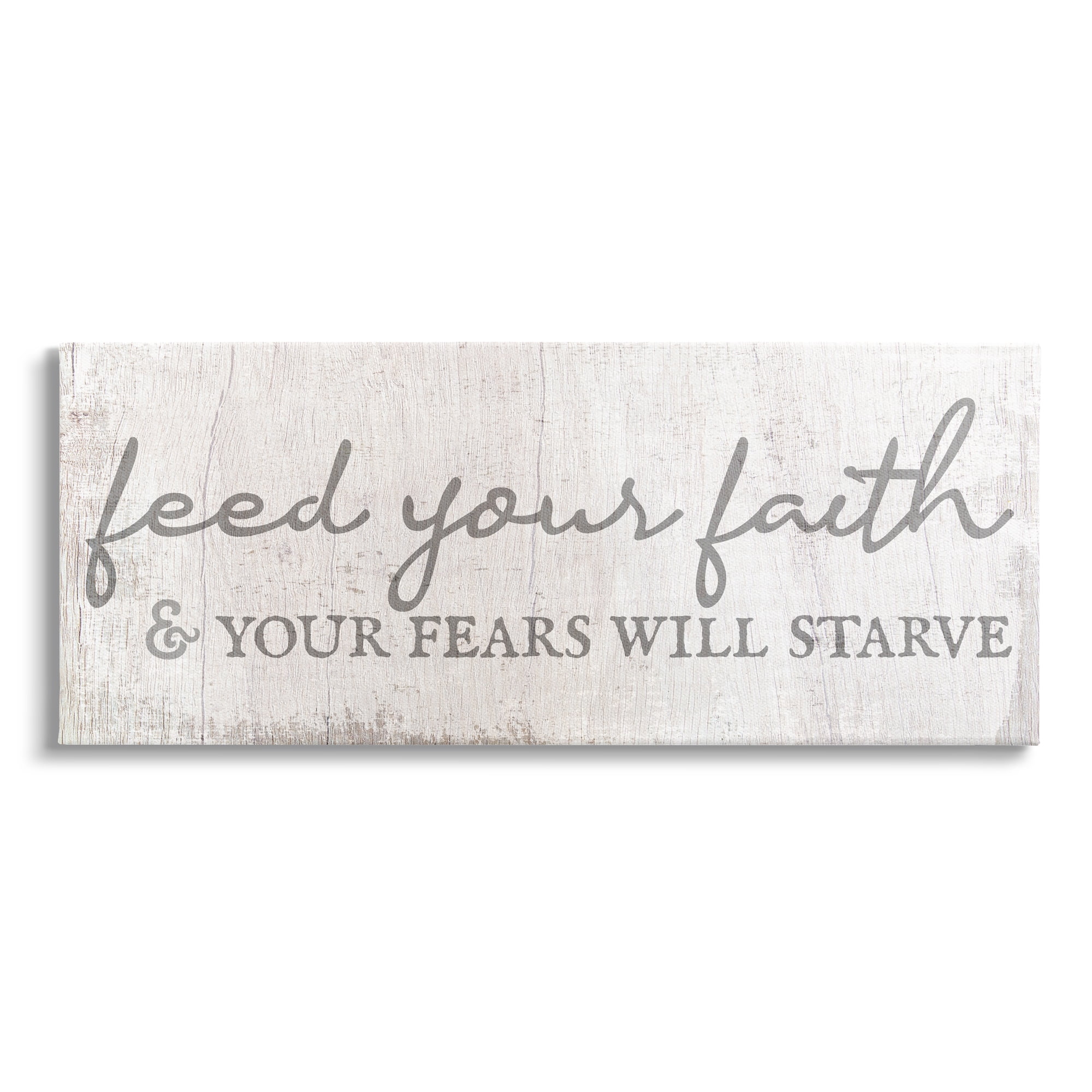 Stupell Industries Feed Your Faith Spiritual Religious Painting Gallery Wrapped Canvas Print Wall Art, 24 x 10
