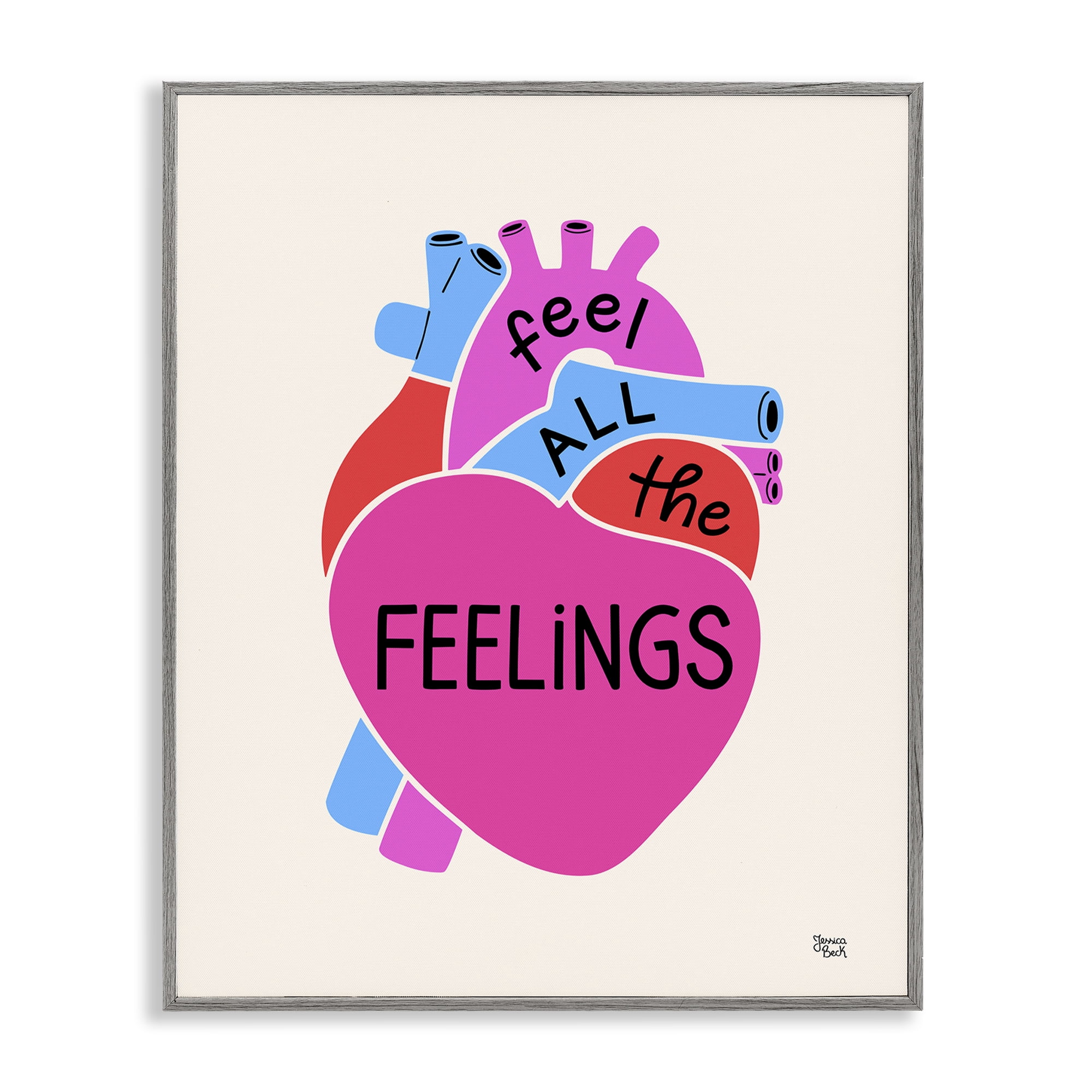 Stupell Industries Feel All The Feelings Text & Numbers Painting Gray Framed Art Print Wall Art, 11 x 14