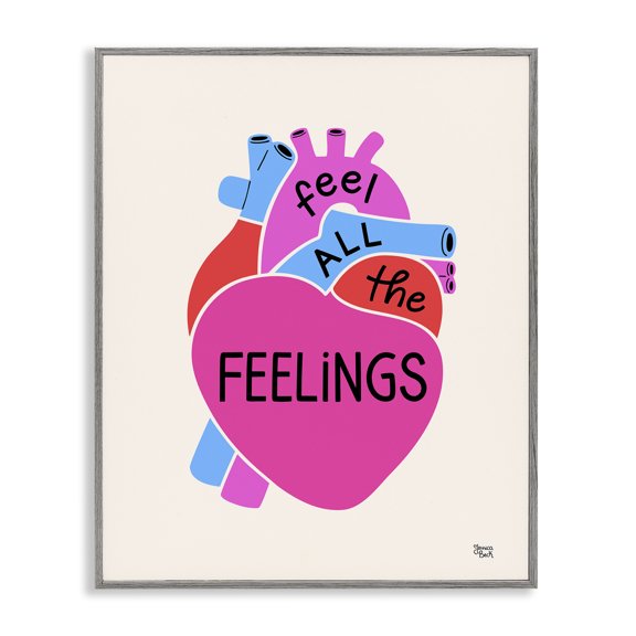 Stupell Industries Feel All The Feelings Text & Numbers Painting Gray Framed Art Print Wall Art, 16 x 20