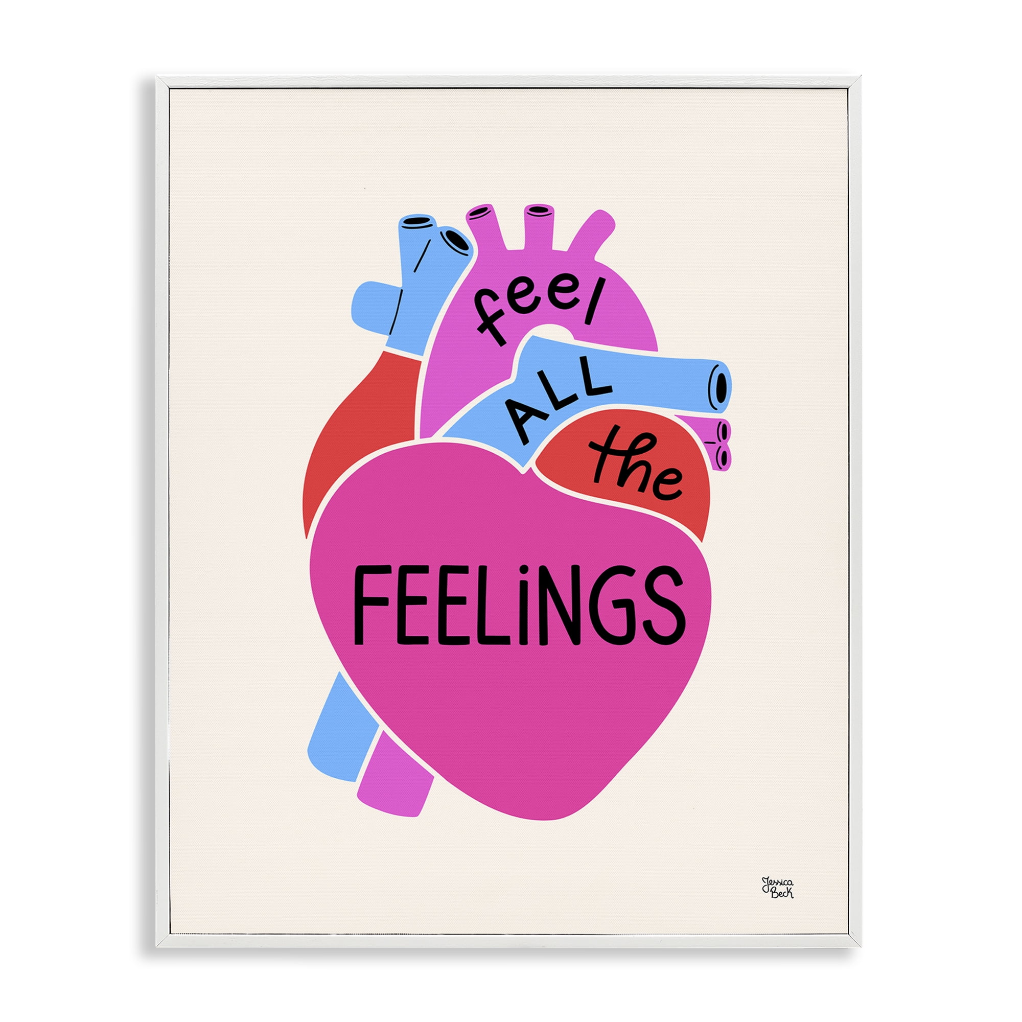 Stupell Industries Feel All The Feelings Text & Numbers Painting White Framed Art Print Wall Art, 11 x 14