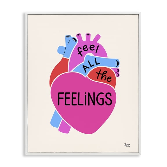 Stupell Industries Feel All The Feelings Text & Numbers Painting White Framed Art Print Wall Art, 11 x 14