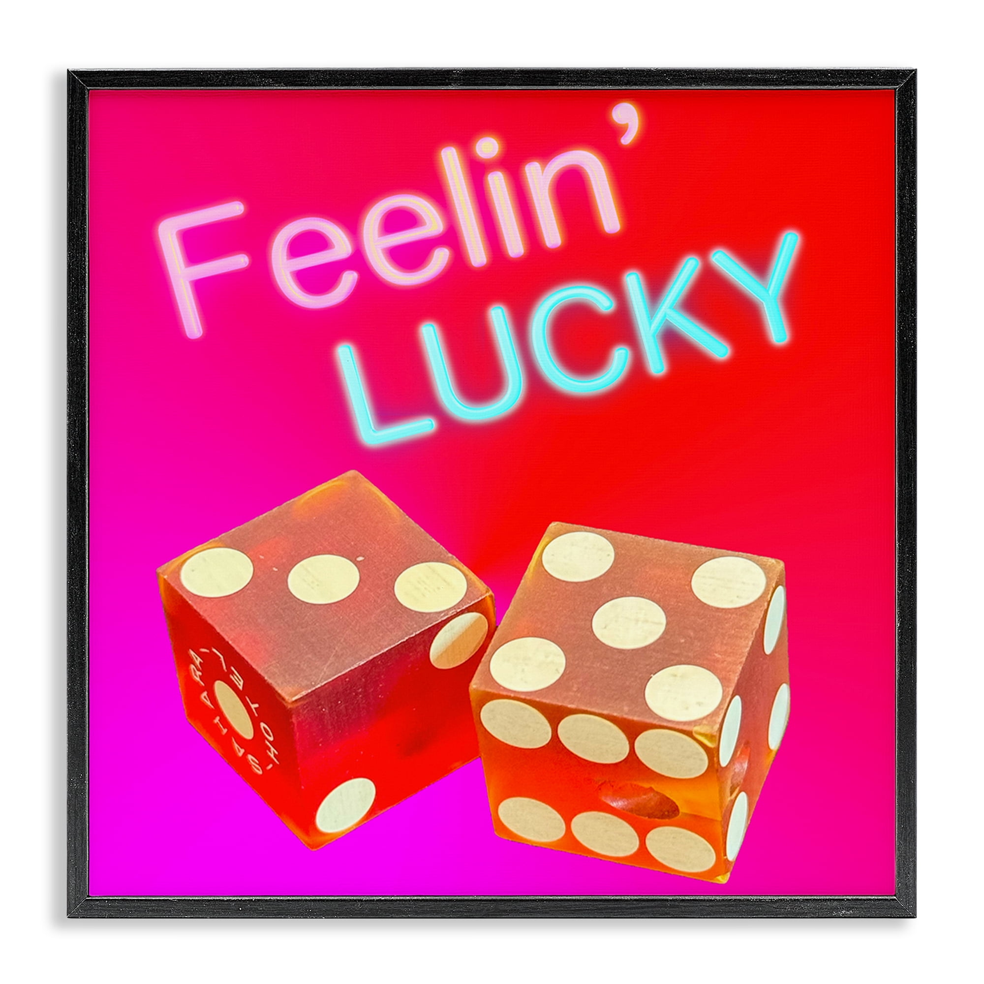 Stupell Industries Feelin' Lucky with Dice Entertainment Painting Black Framed Art Print Wall Art, 24 x 24