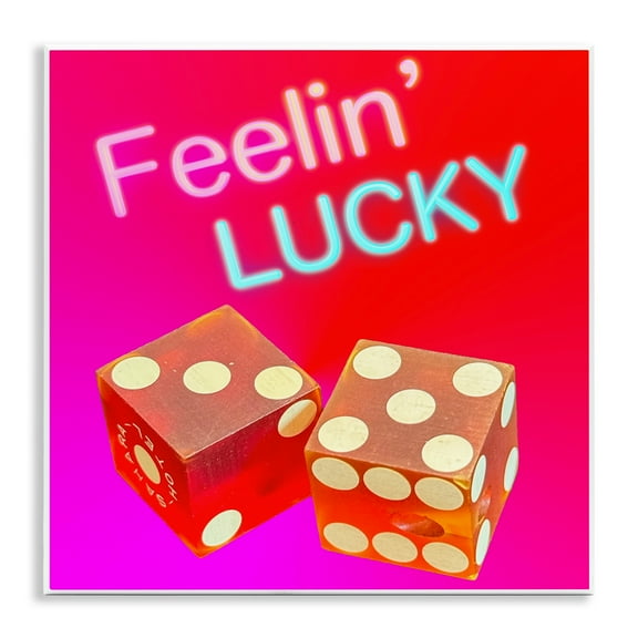 Stupell Industries Feelin' Lucky with Dice Entertainment Painting Unframed Art Print Wall Art, 12 x 12