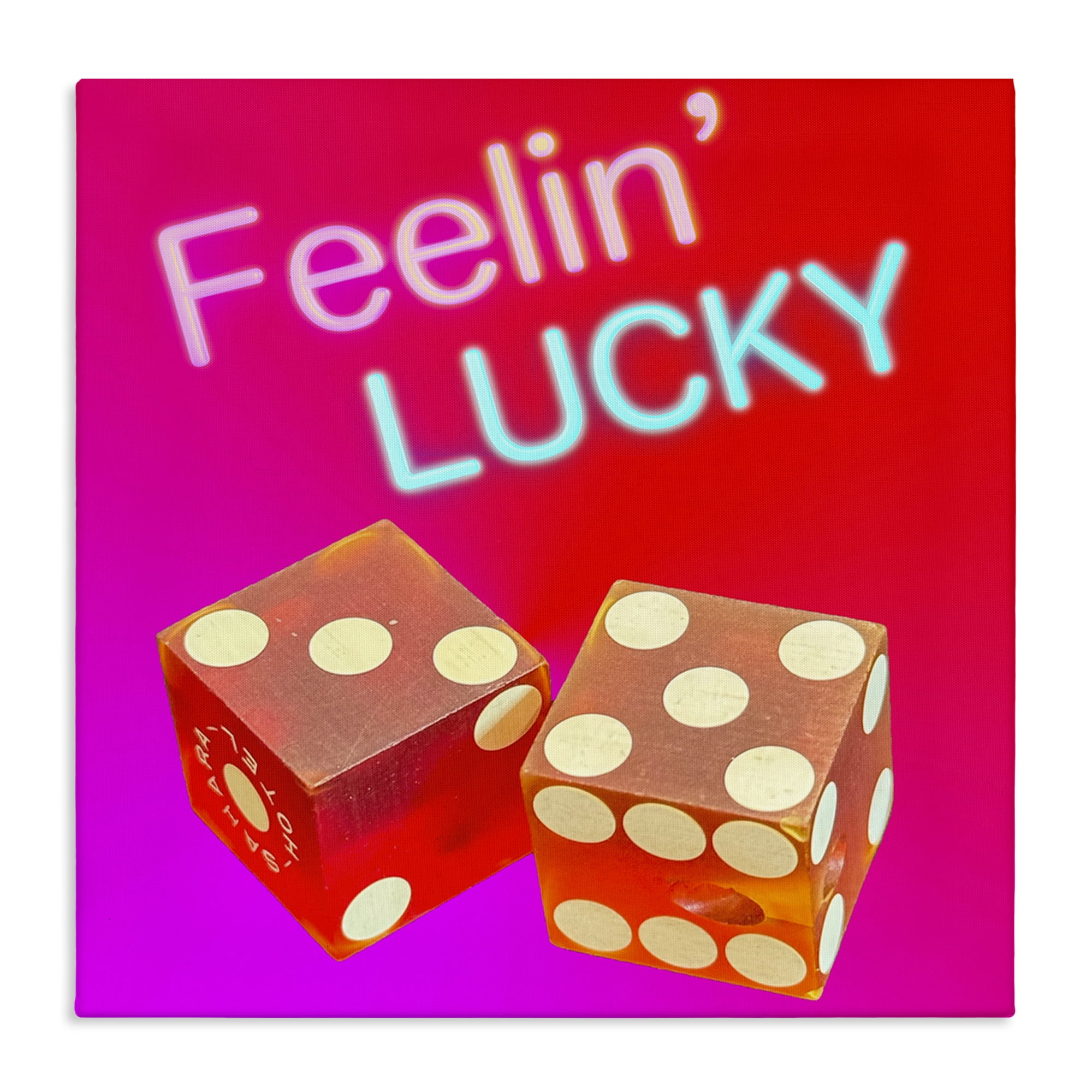Stupell Industries Feelin' Lucky with Dice Entertainment Painting Wrapped Canvas Art Print Wall Art, 24 x 24