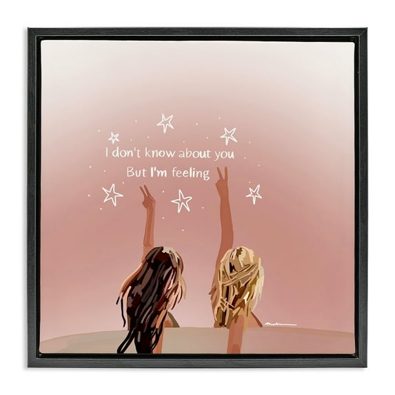 Stupell Industries Feeling 22 Lyrics People Painting Black Floater Framed Canvas Art Print Wall Art, 25 x 25