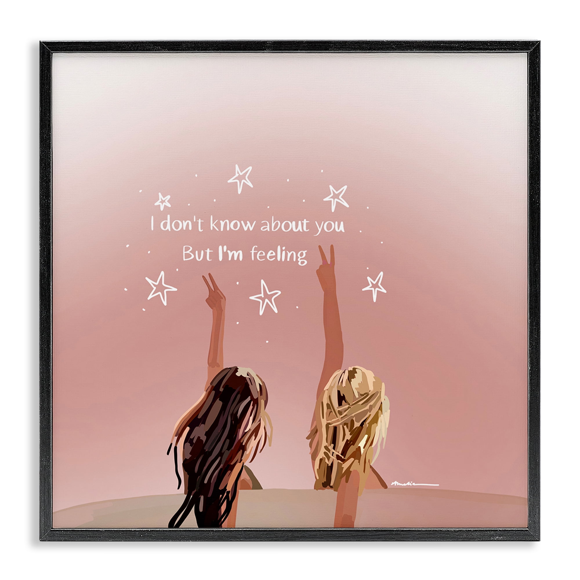 Stupell Industries Feeling 22 Lyrics People Painting Black Framed Art Print Wall Art, 17 x 17