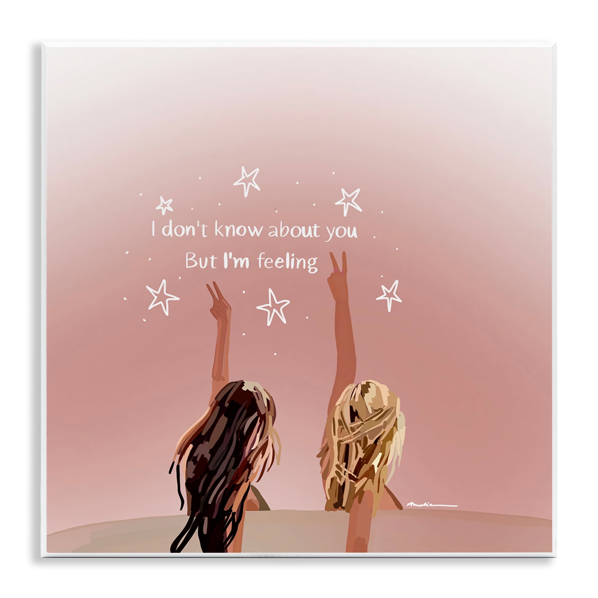 Stupell Industries Feeling 22 Lyrics People Painting Unframed Art Print Wall Art, 12 x 12