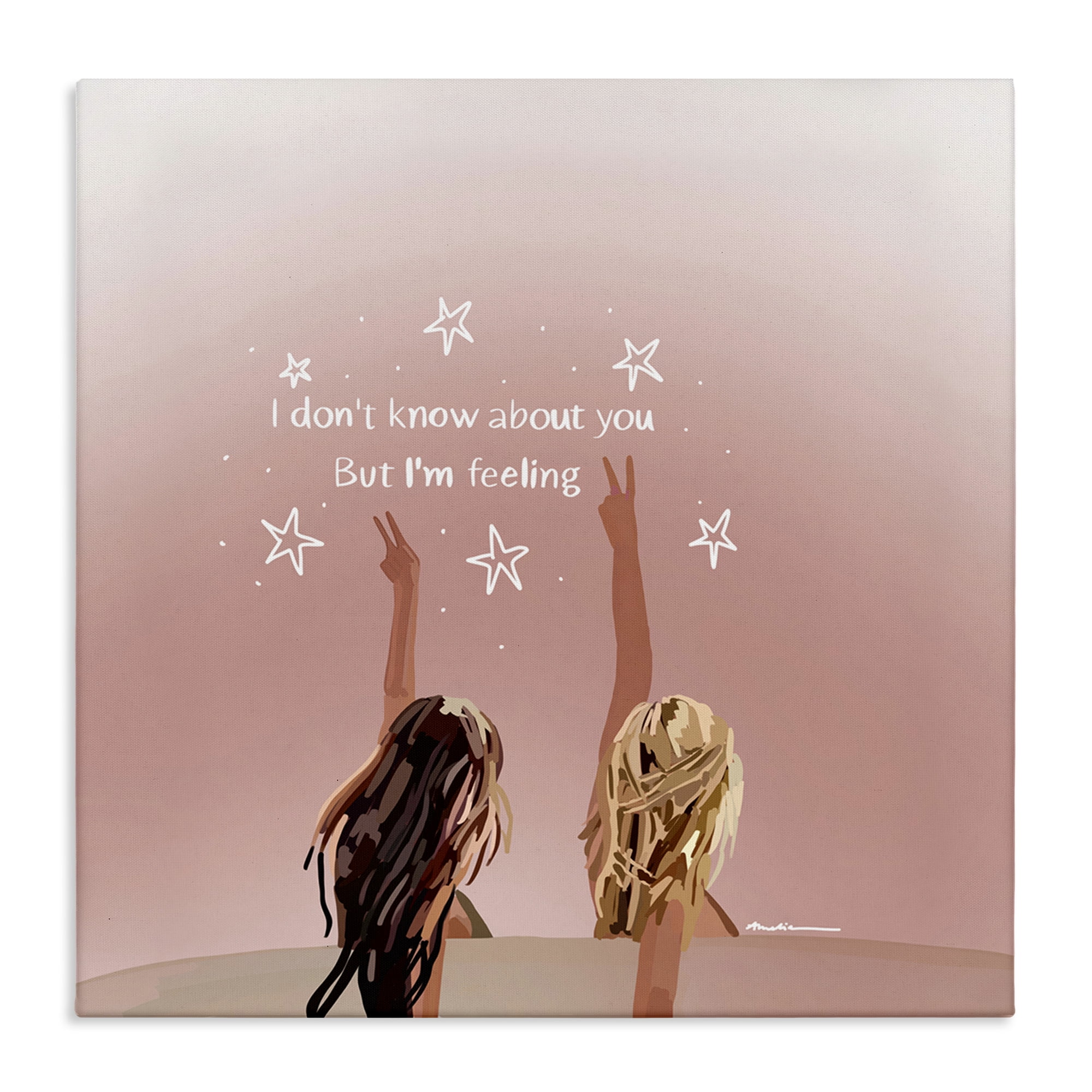 Stupell Industries Feeling 22 Lyrics People Painting Wrapped Canvas Art Print Wall Art, 30 x 30