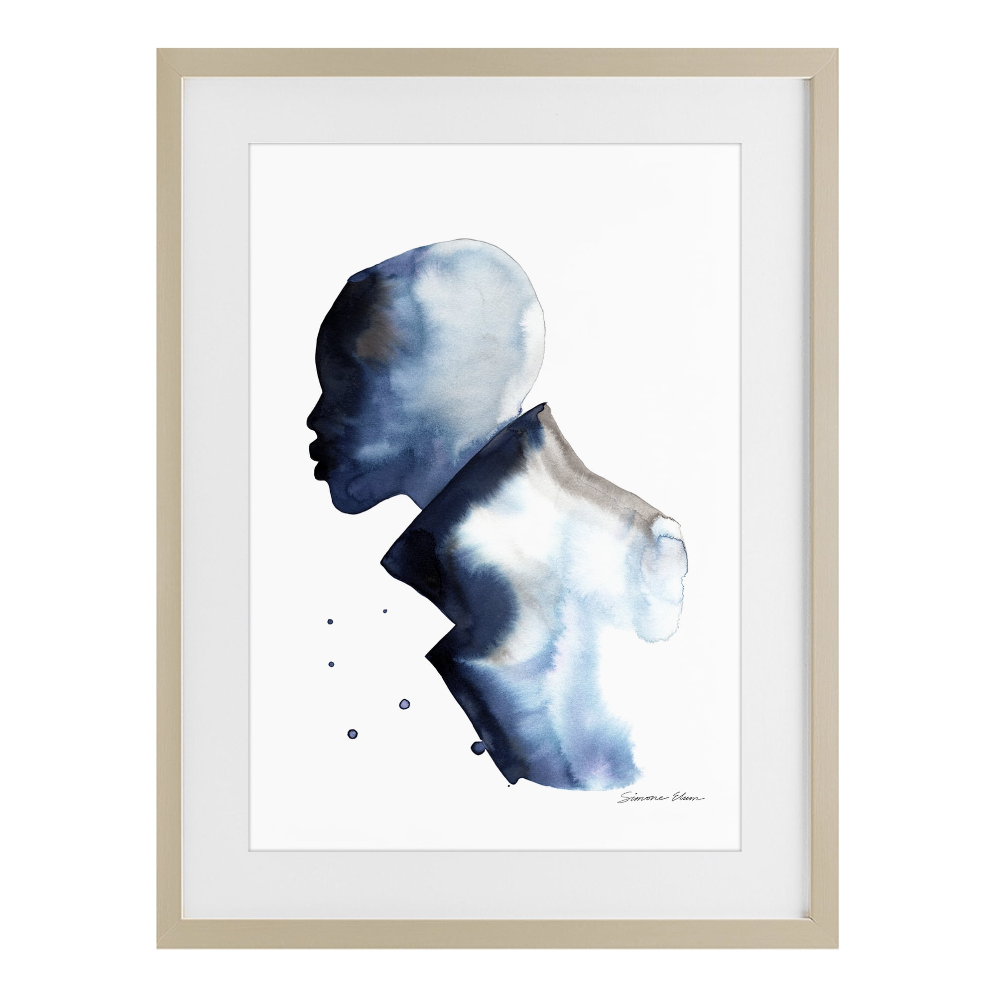 Stupell Industries Feeling Blue Portrait Silhouette Birch Framed Print Under Glass, design by Simone Elum