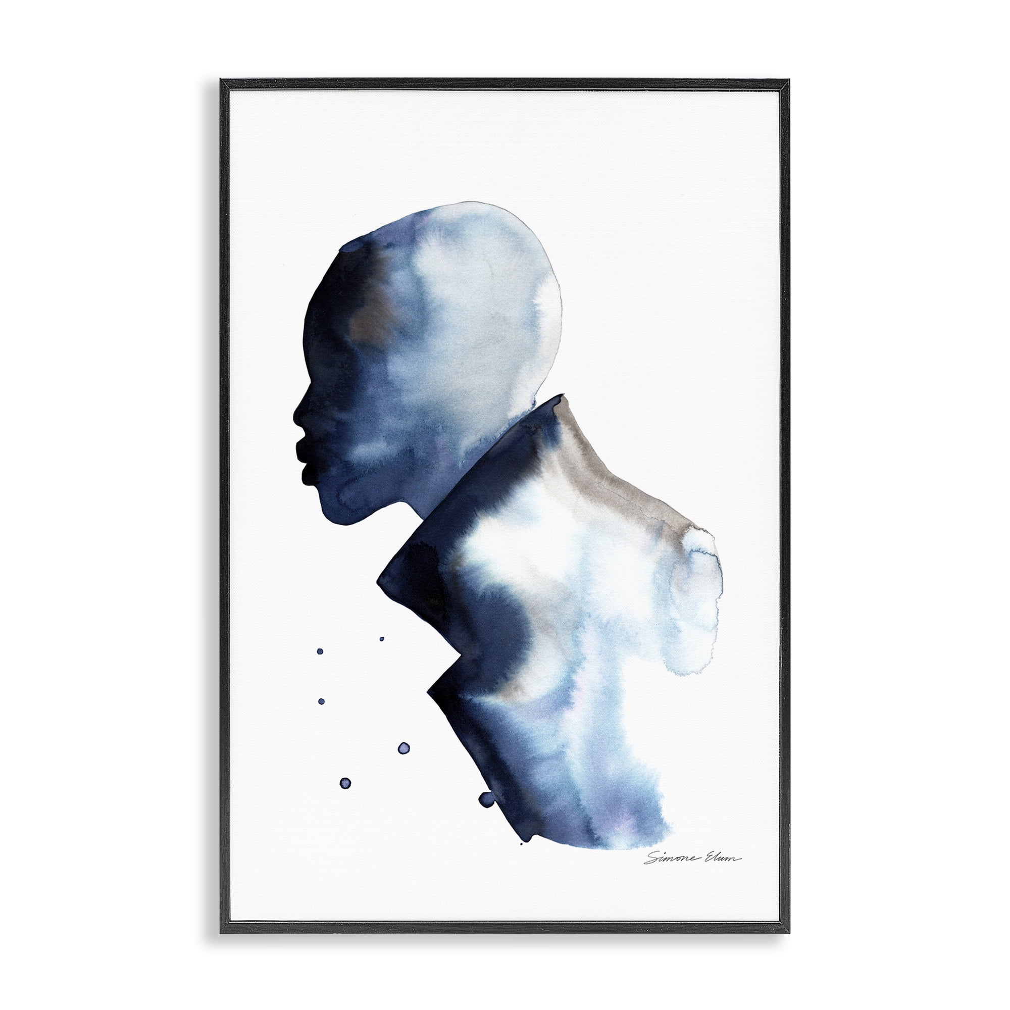 Stupell Industries Feeling Blue Portrait Silhouette Black Framed Giclee Art, design by Simone Elum
