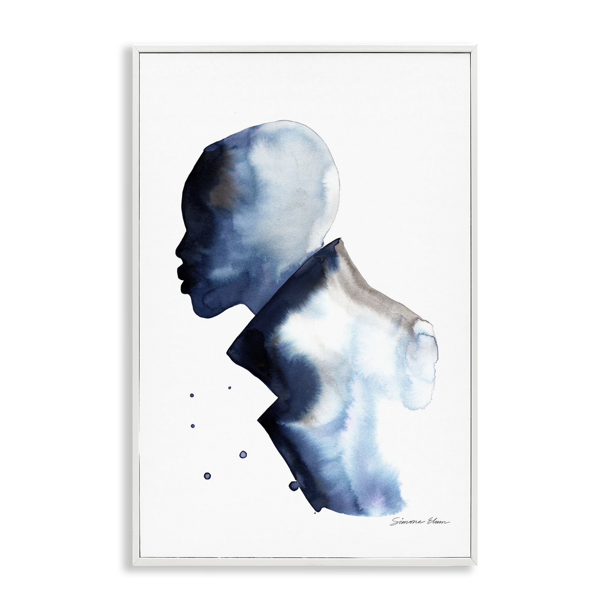 Stupell Industries Feeling Blue Portrait Silhouette White Framed Giclee Art, design by Simone Elum
