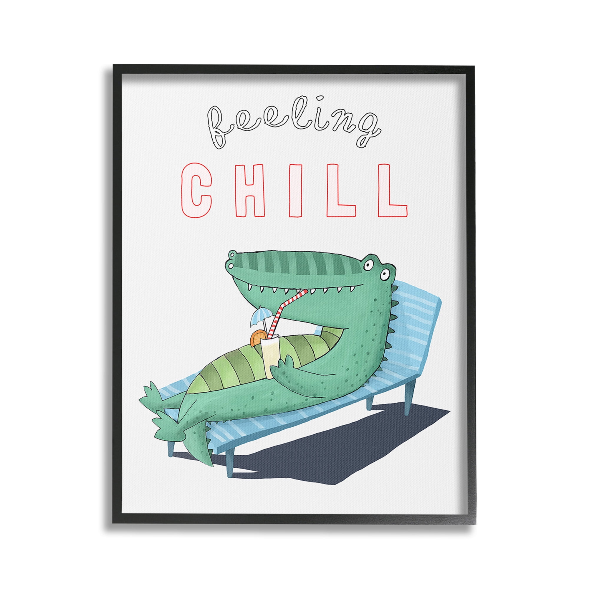 Stupell Industries Feeling Chill Alligator Animals & Insects Painting Black Framed Art Print Wall Art, 24 x 30