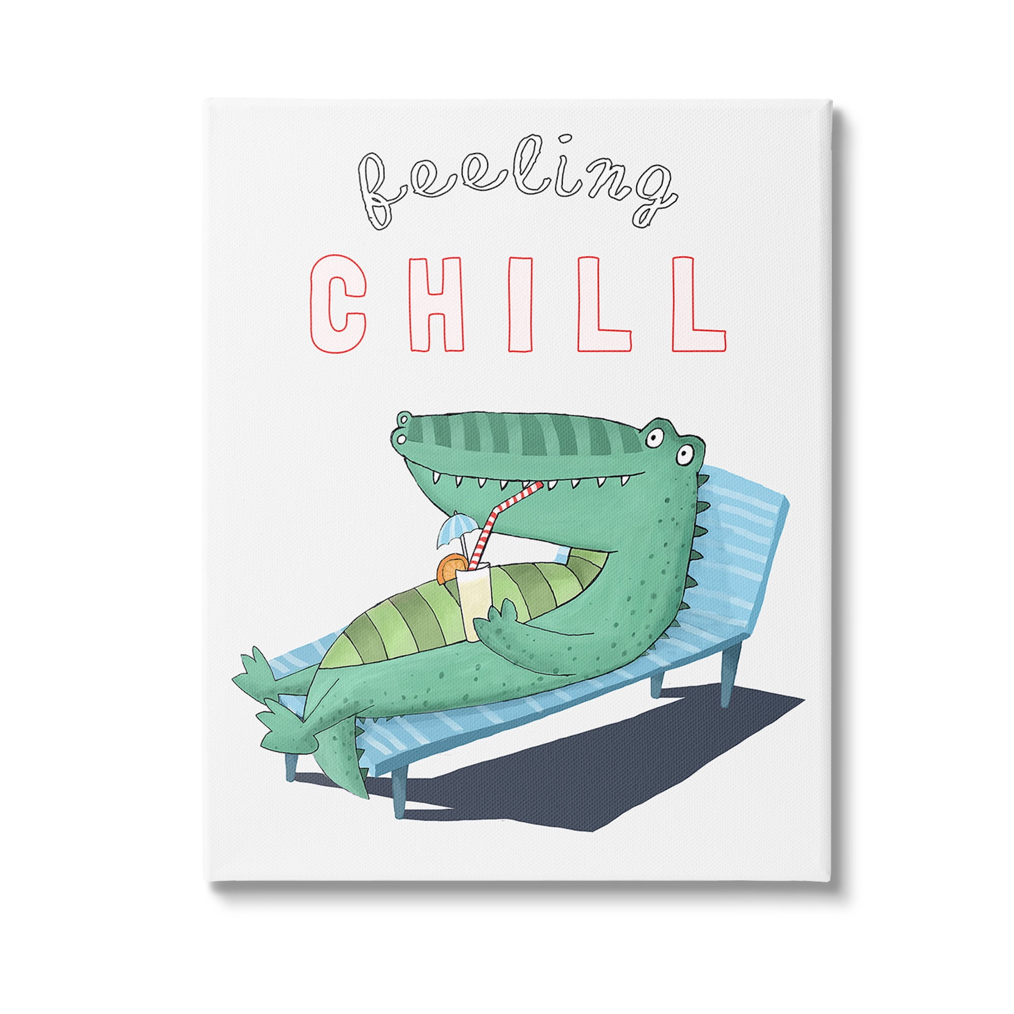 Stupell Industries Feeling Chill Alligator Animals & Insects Painting Gallery Wrapped Canvas Art Print Wall Art, 16 x 20
