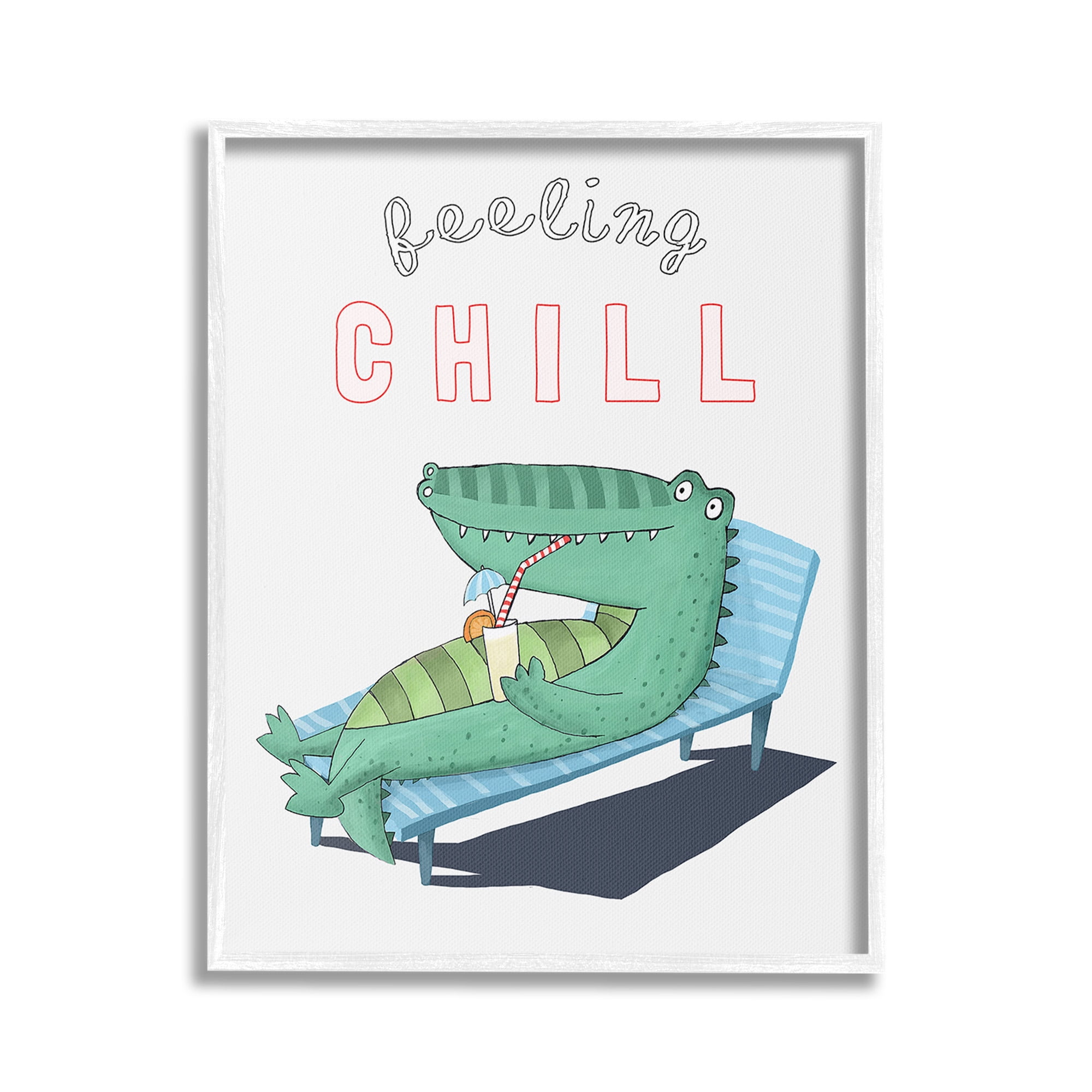 Stupell Industries Feeling Chill Alligator Animals & Insects Painting White Framed Art Print Wall Art, 24 x 30