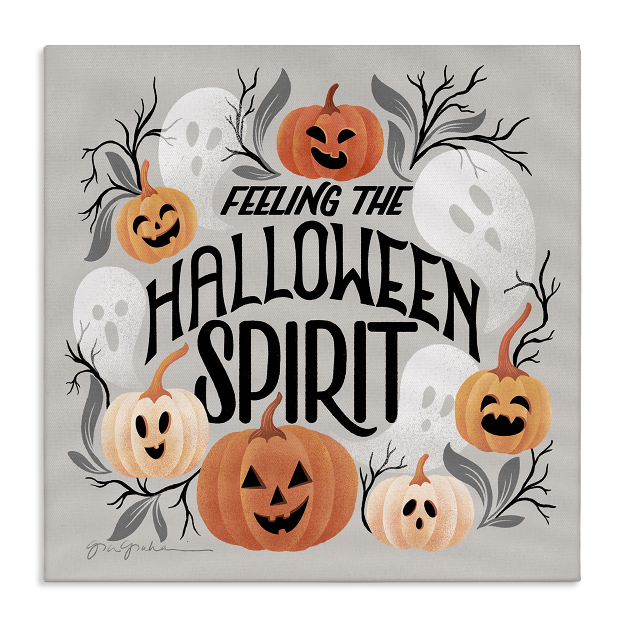 Stupell Industries Feeling Halloween Spirit Holiday Painting Gallery Wrapped Canvas Art Print Wall Art, 36 x 36