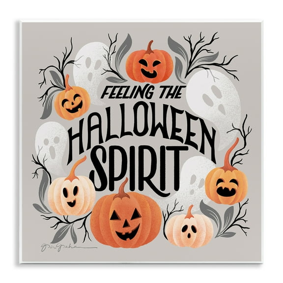 Stupell Industries Feeling Halloween Spirit Holiday Painting Unframed Art Print Wall Art, 12 x 12