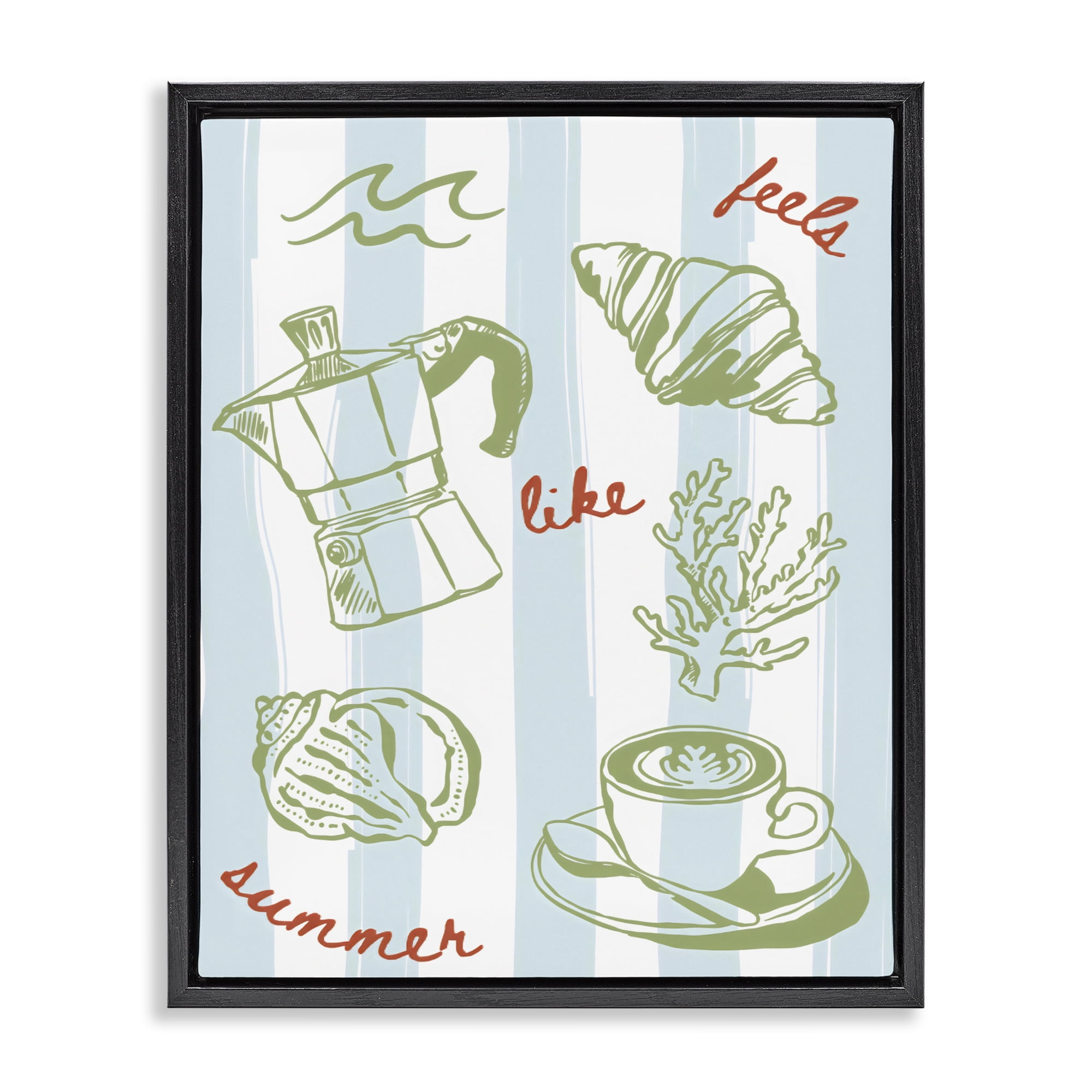 Stupell Industries Feels Like Summer on Stripes Black Framed Floater Canvas Wall Art, design by The Prints Vibe