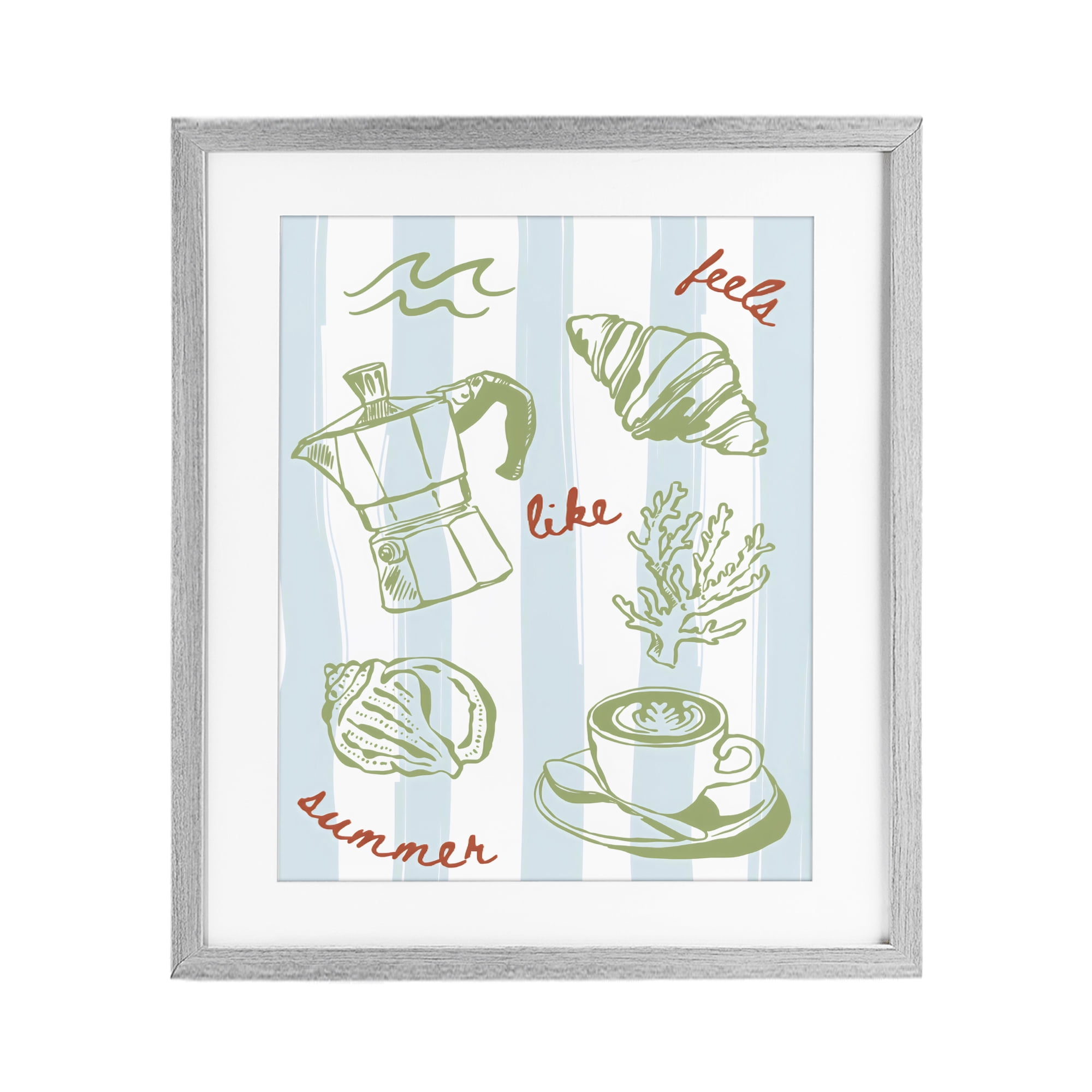Stupell Industries Feels Like Summer on Stripes Gray Framed Print Under Glass, design by The Prints Vibe