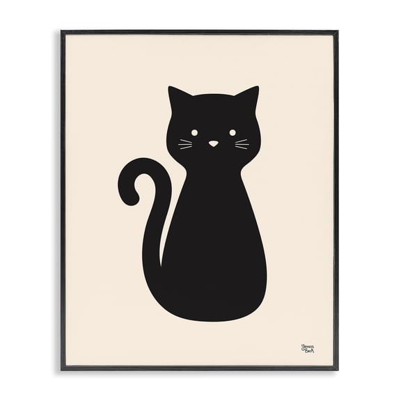Stupell Industries Feline Grace Black Cat Animals Painting Black Framed Art Print Wall Art, 11 x 14