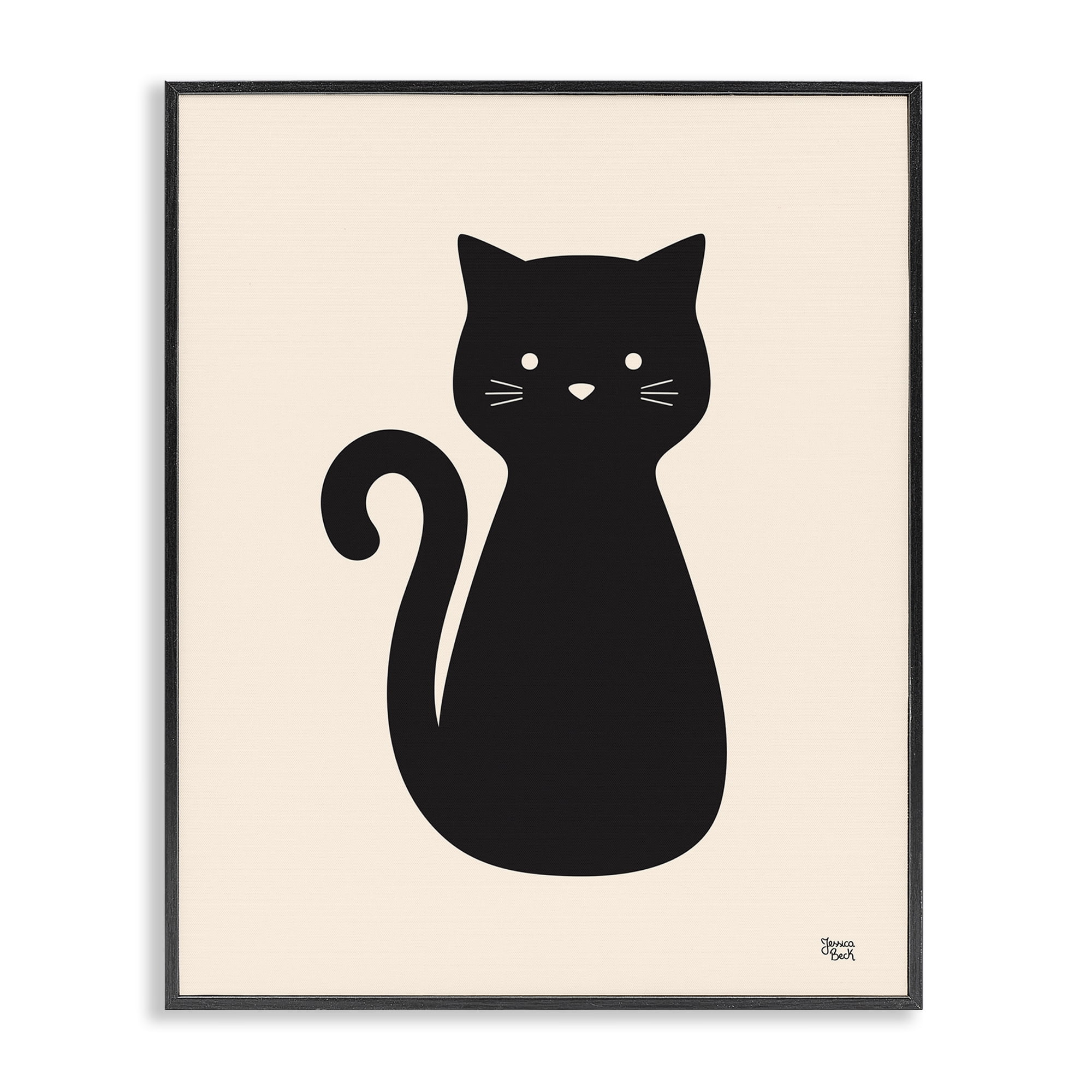 Stupell Industries Feline Grace Black Cat Animals Painting Black Framed Art Print Wall Art, 24 x 30