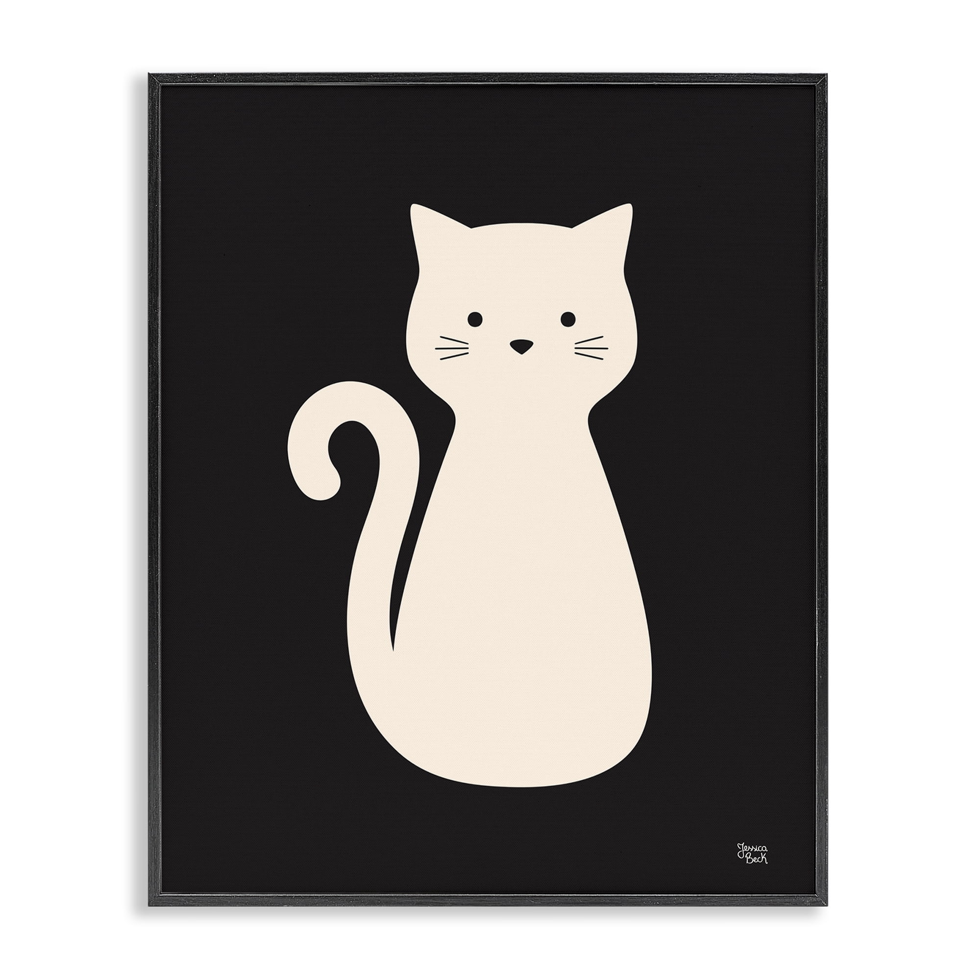 Stupell Industries Feline Grace White Cat Animals Painting Black Framed Art Print Wall Art, 11 x 14