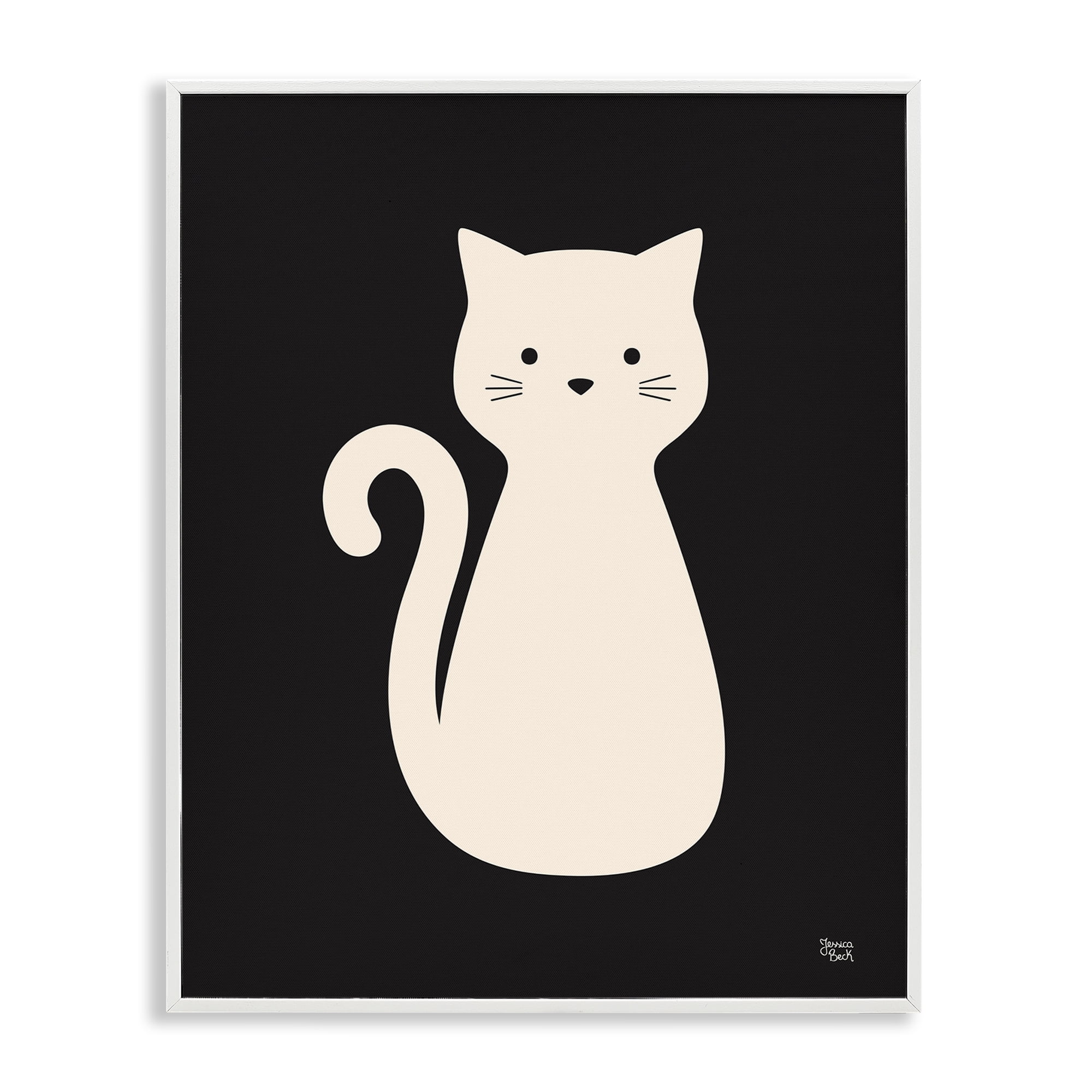 Stupell Industries Feline Grace White Cat Animals Painting White Framed Art Print Wall Art, 16 x 20