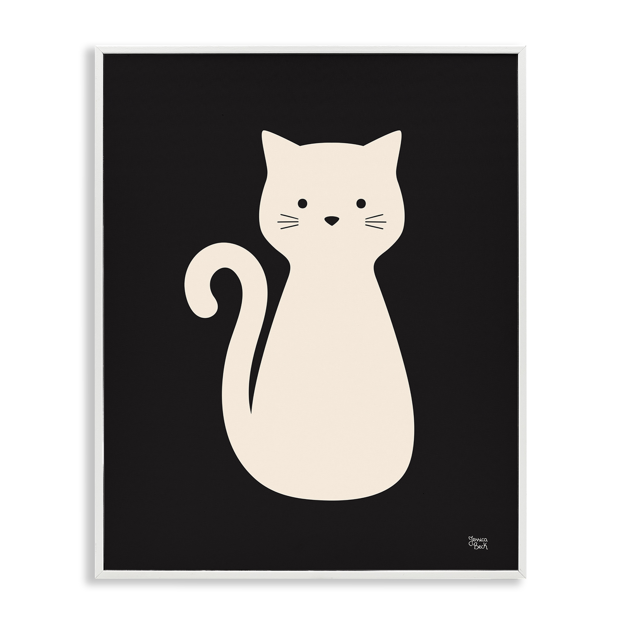 Stupell Industries Feline Grace White Cat Animals Painting White Framed Art Print Wall Art, 24 x 30