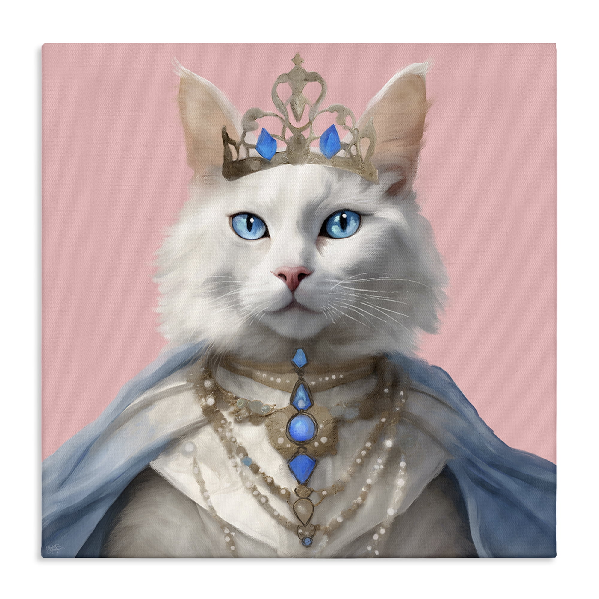 Stupell Industries Feline Princess with Crown Novelty & Humor Painting Wrapped Canvas Art Print Wall Art, 36 x 36