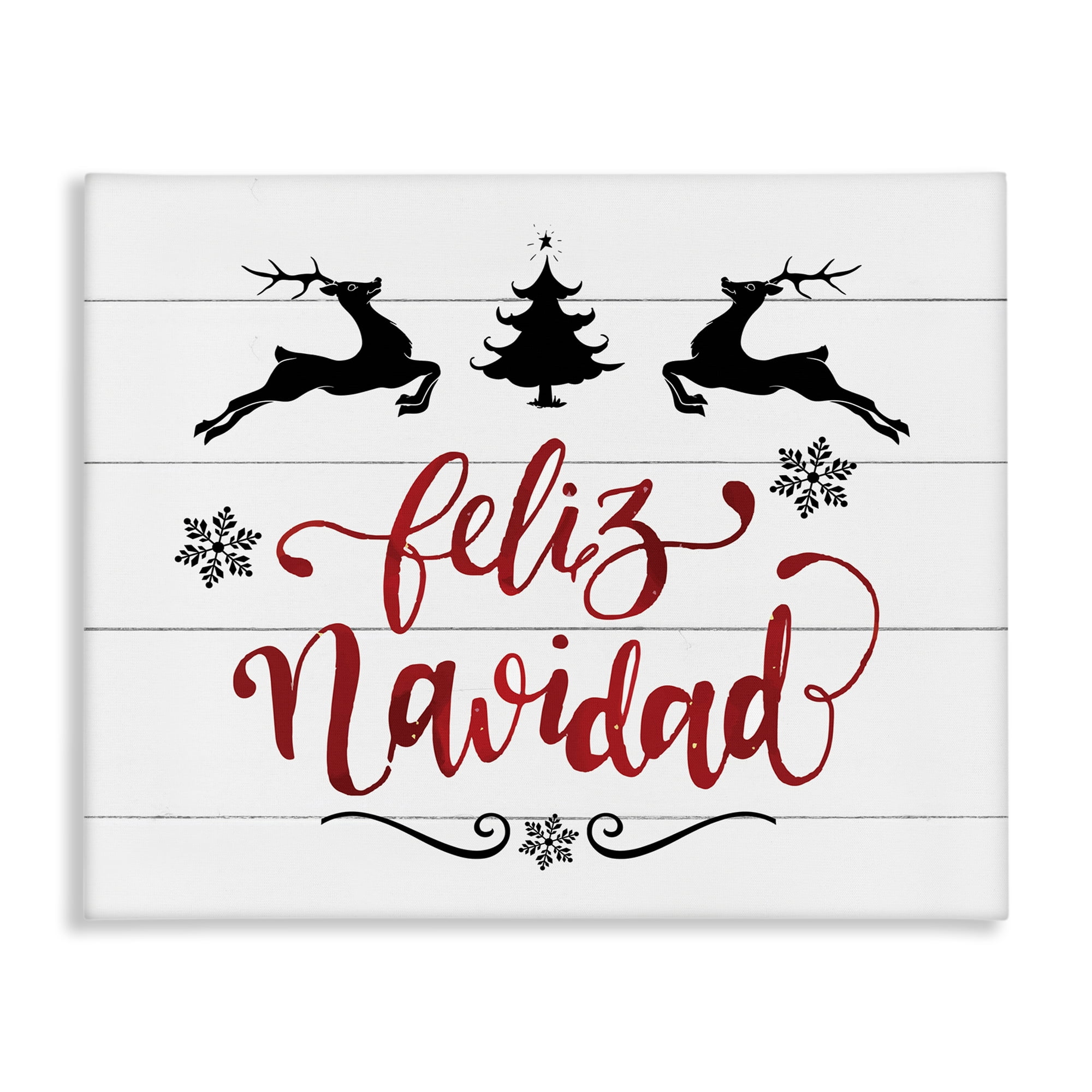 Stupell Industries Feliz Navidad con Renos Holiday Painting Wrapped Canvas Art Print Wall Art, 20 x 16