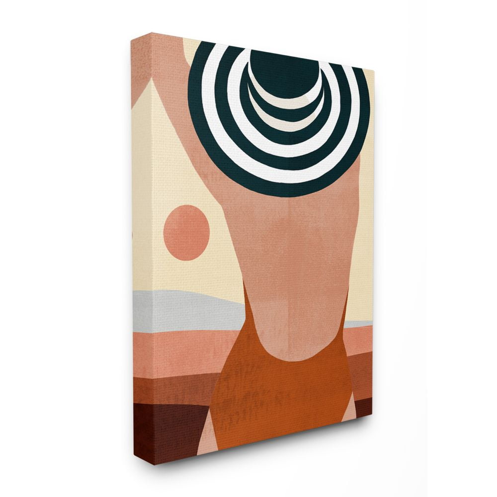 Stupell Industries Female Back Beach Fashion Hat Swimwear Summer Fun Canvas Wall Art Design by Victoria Borges, 24" x 30"
