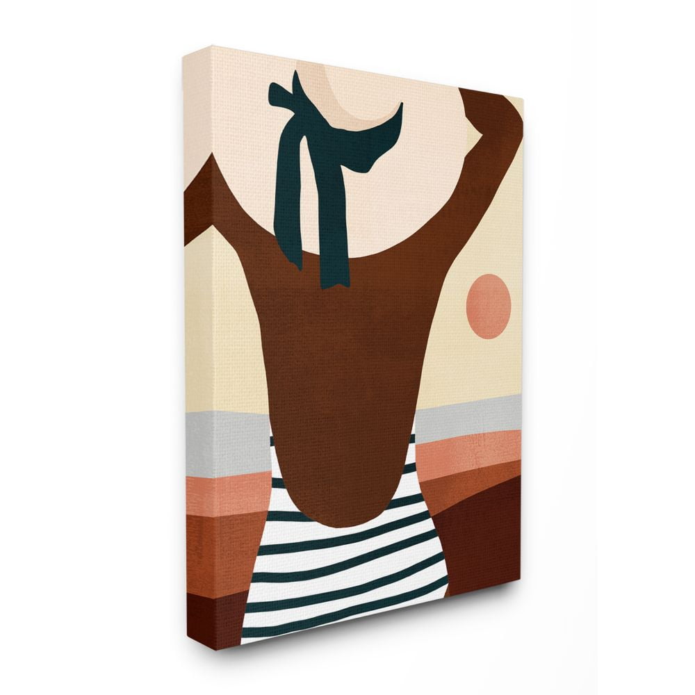 Stupell Industries Female Beach Swimwear Fashion Hat Summer Sun Canvas Wall Art Design by Victoria Borges, 30" x 40"