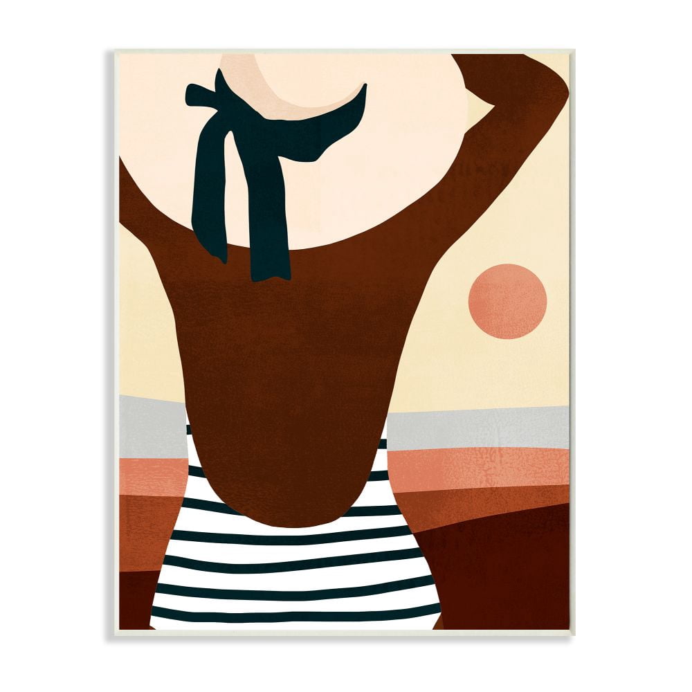 Stupell Industries Female Beach Swimwear Fashion Hat Summer Sun Wall Plaque Design by Victoria Borges