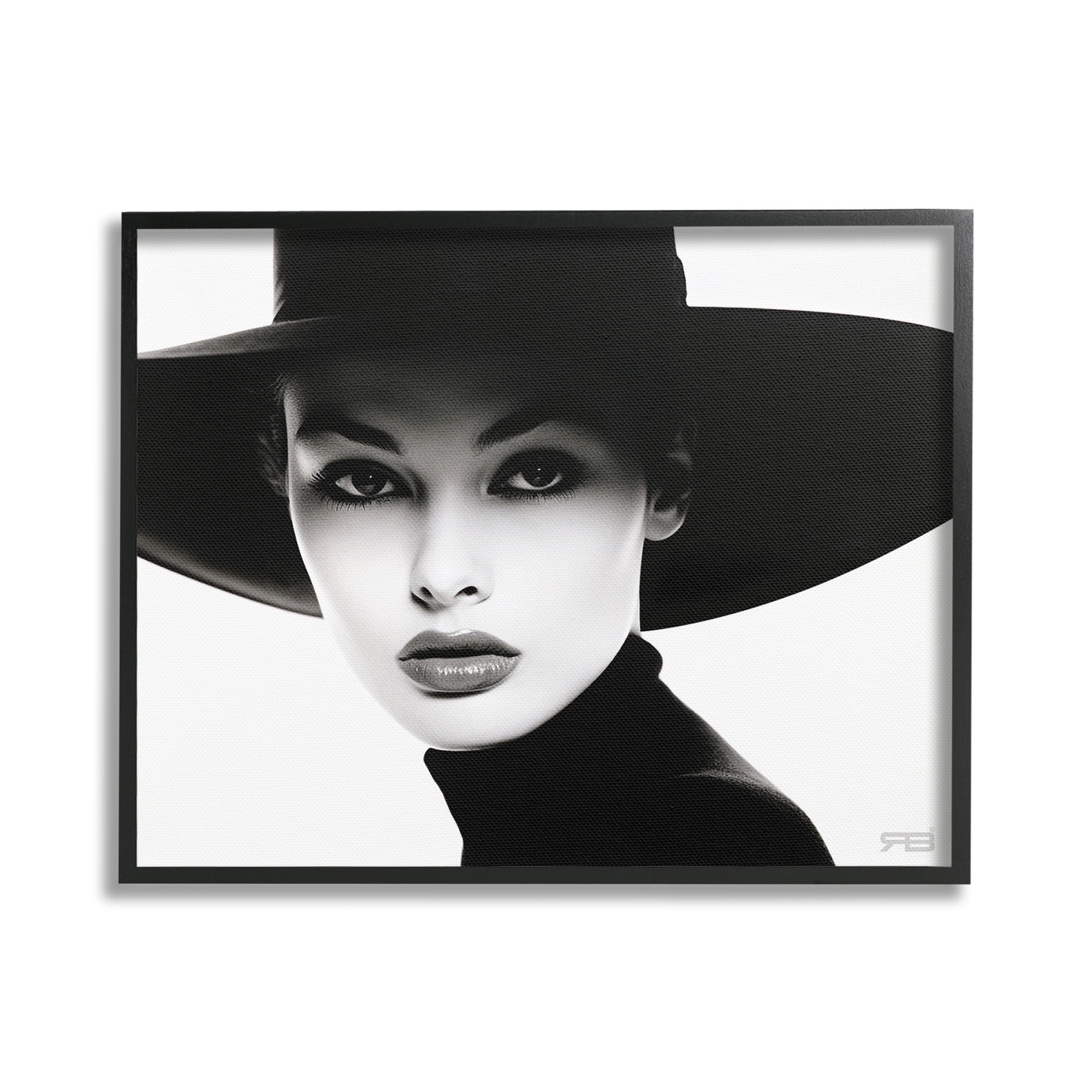Stupell Industries Female Fashion Portrait Beauty & Fashion Painting Black Framed Art Print Wall Art, 30 x 24