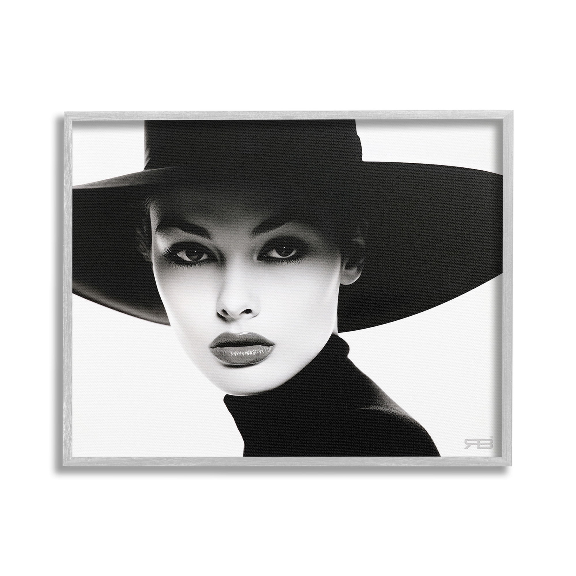 Stupell Industries Female Fashion Portrait Beauty & Fashion Painting Gray Framed Art Print Wall Art, 30 x 24