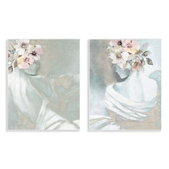Stupell Industries Female Figure Floral Pose People Painting Unframed Art Print Wall Art, 11 x 14, Set of 2