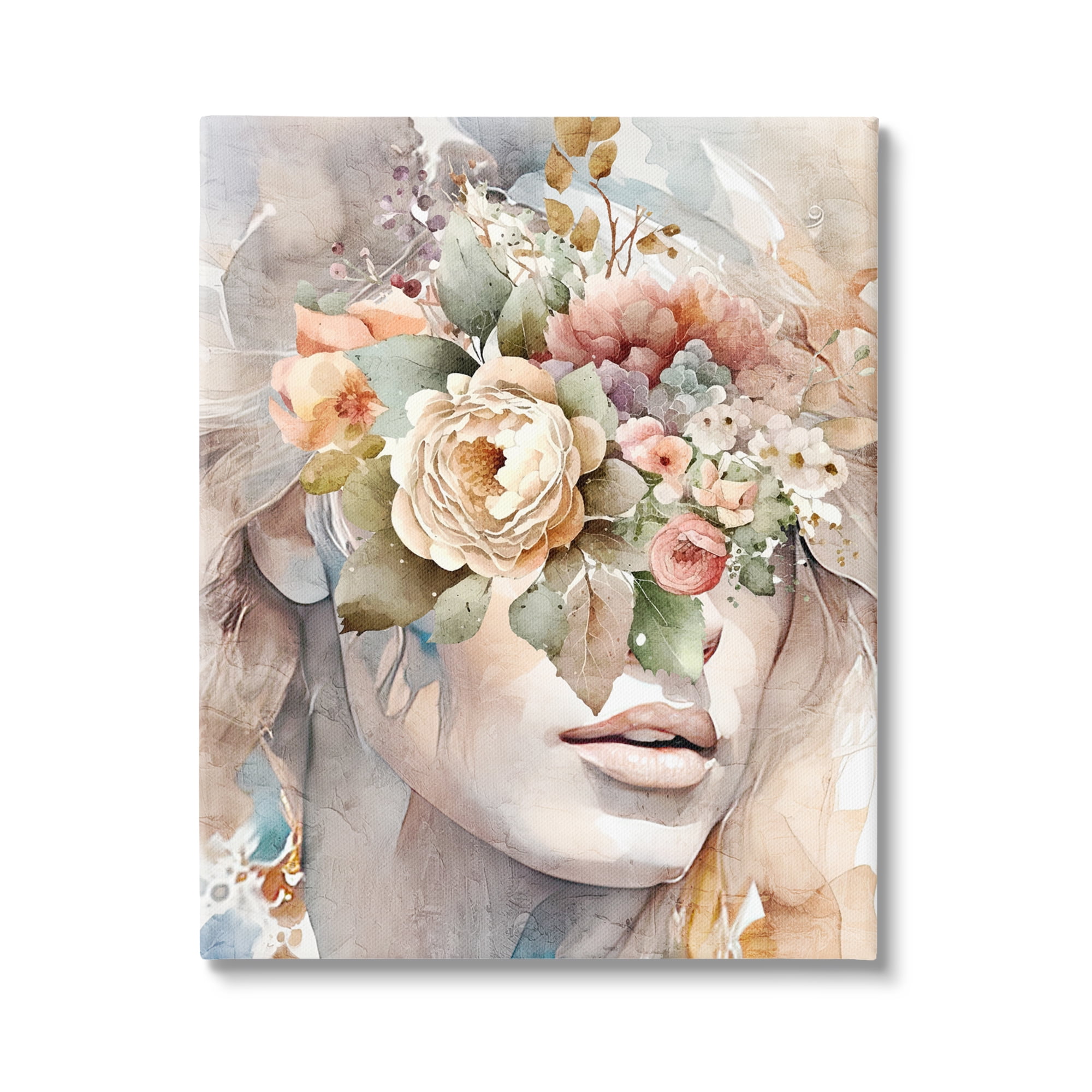 Stupell Industries Female Floral Abstraction Botanical & Floral Painting Gallery Wrapped Canvas Art Print Wall Art, 16 x 20