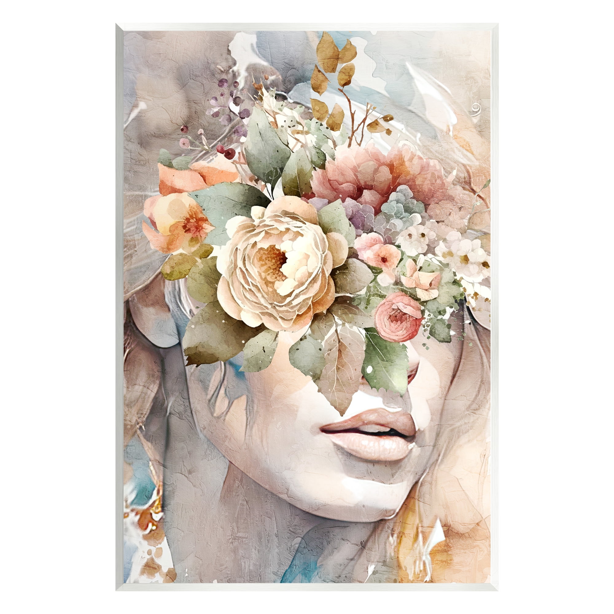 Stupell Industries Female Floral Abstraction Botanical & Floral Painting Unframed Art Print Wall Art, 13 x 19