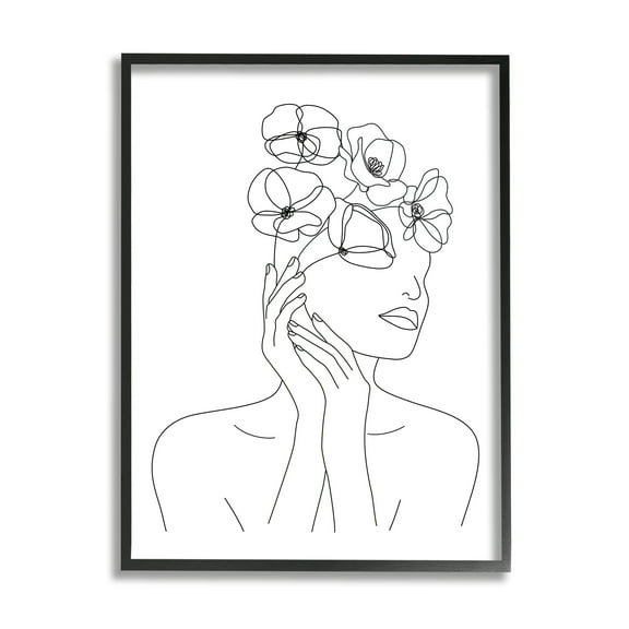Stupell Industries Female Flowers in Hair Minimal Line Drawing, 16 x 20, Designed by JJ Design House LLC