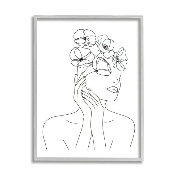 Stupell Industries Female Flowers in Hair Minimal Line Drawing, 16 x 20, Designed by JJ Design House LLC