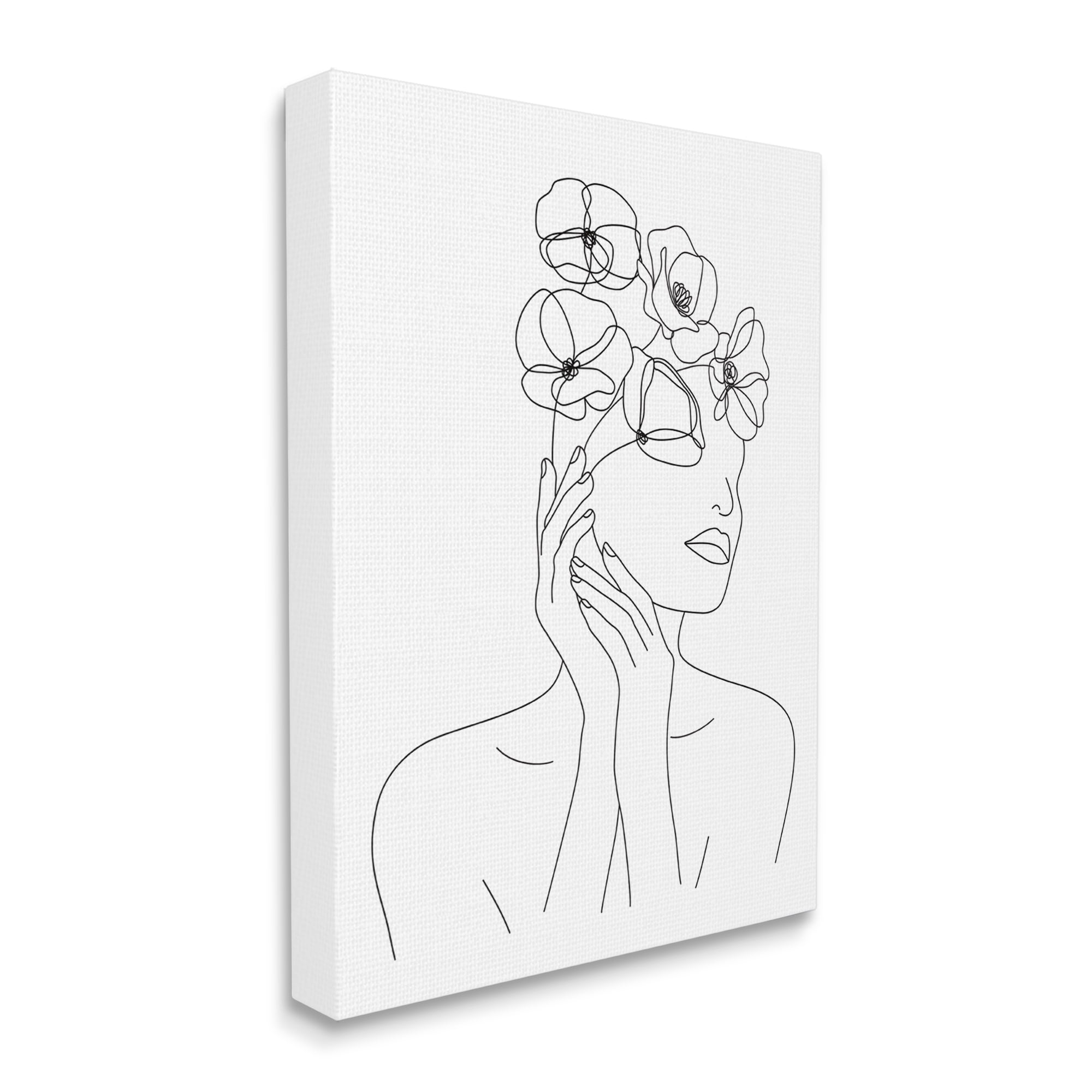 Stupell Industries Female Flowers in Hair Minimal Line Drawing, 24 x 30, Designed by JJ Design House LLC