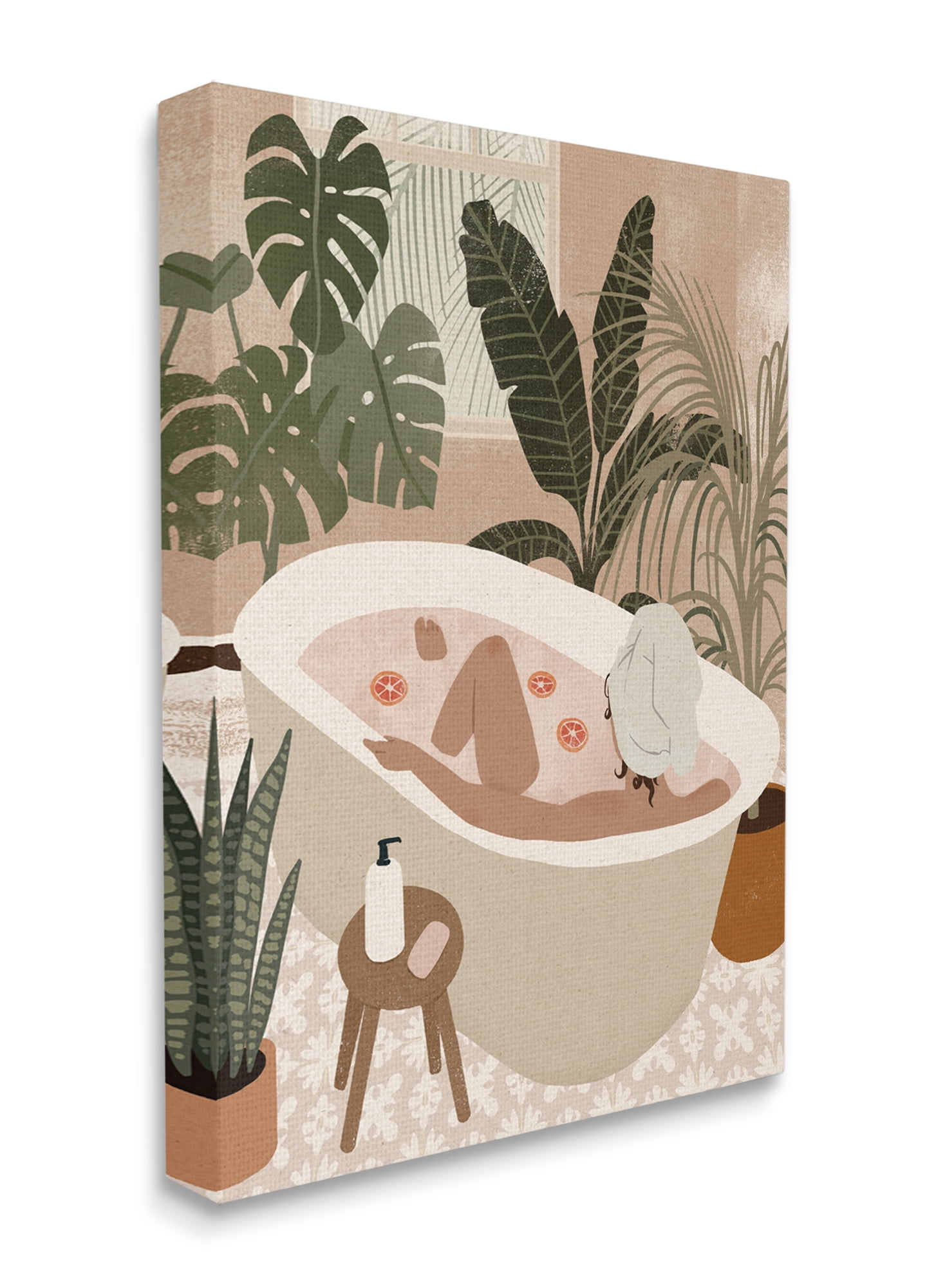 Stupell Industries Female Fruit Bath Tropical Palm Plants Canvas Wall Art, 30 x 40, Design by Victoria Barnes