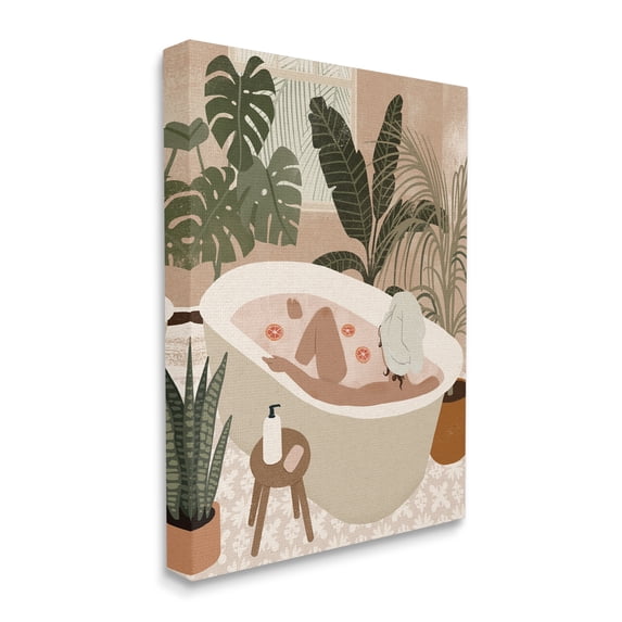 Stupell Industries Female Fruit Bath Tropical Palm Plants Canvas Wall Art, 36 x 48, Design by Victoria Barnes
